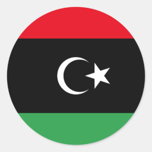 Pegatina Redonda Bandera de Libia (Libia)