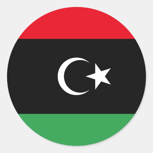 Pegatina Redonda Bandera de Libia (Libia) (Anverso)