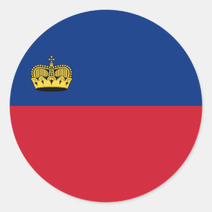 Pegatina Redonda Bandera de Liechtenstein, pabellón de Liechtenstei