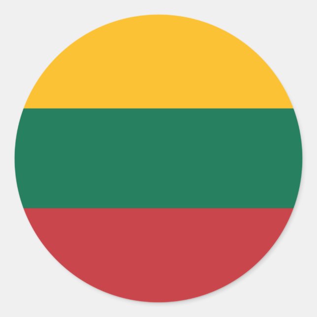 Pegatina Redonda Bandera de Lituania (Anverso)