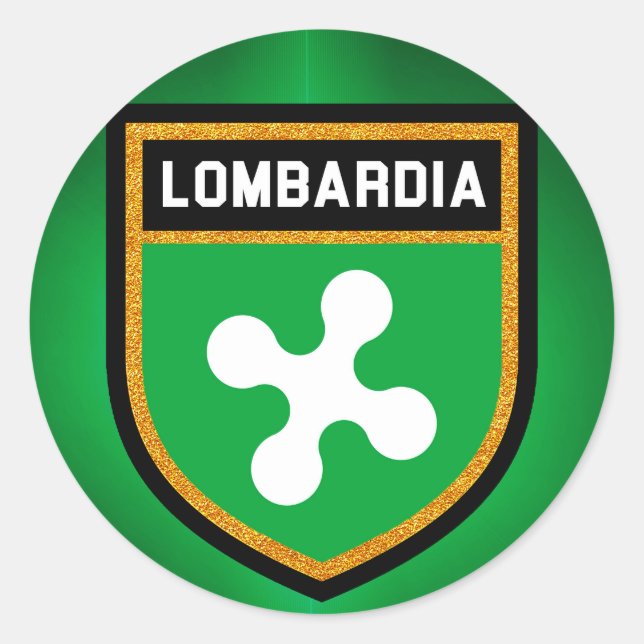 Pegatina Redonda Bandera de Lombardía (Anverso)