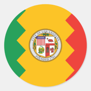Pegatina Redonda Bandera de Los Ángeles