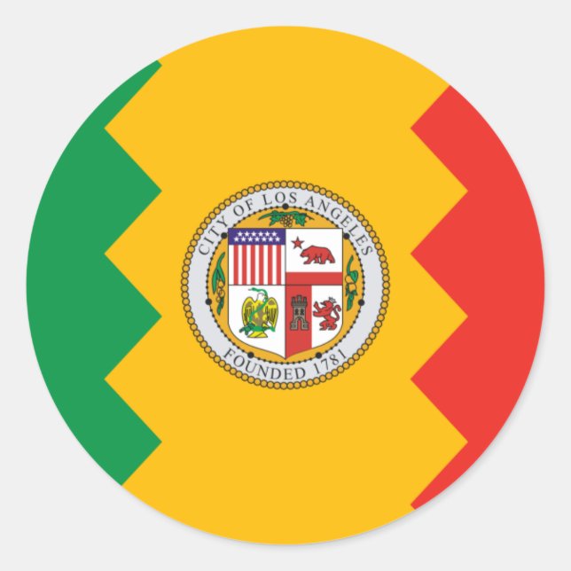 Pegatina Redonda Bandera de Los Ángeles (Anverso)