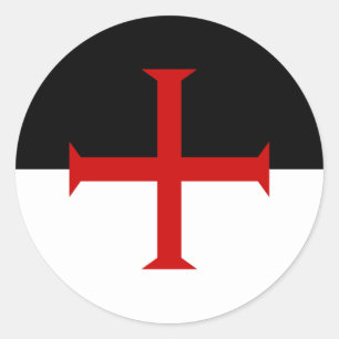 Pegatina Redonda Bandera de los Caballeros Templarios