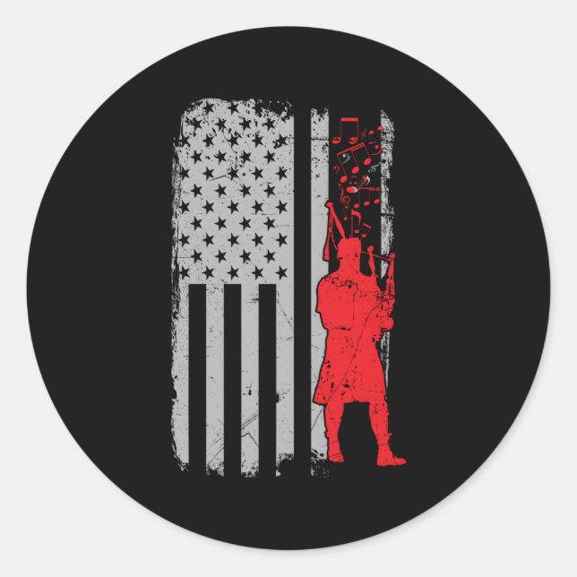 Pegatina Redonda Bandera De Los Ee.Uu. (Anverso)