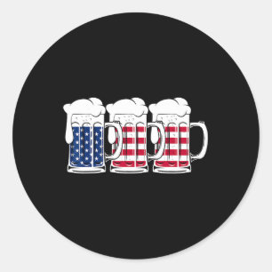 Pegatina Redonda Bandera De Los Ee.Uu. Merica Bebida Hombres Americ