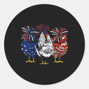 Pegatina Redonda Bandera De Los Ee.Uu. Pañuelo Patriótico De Pollo 