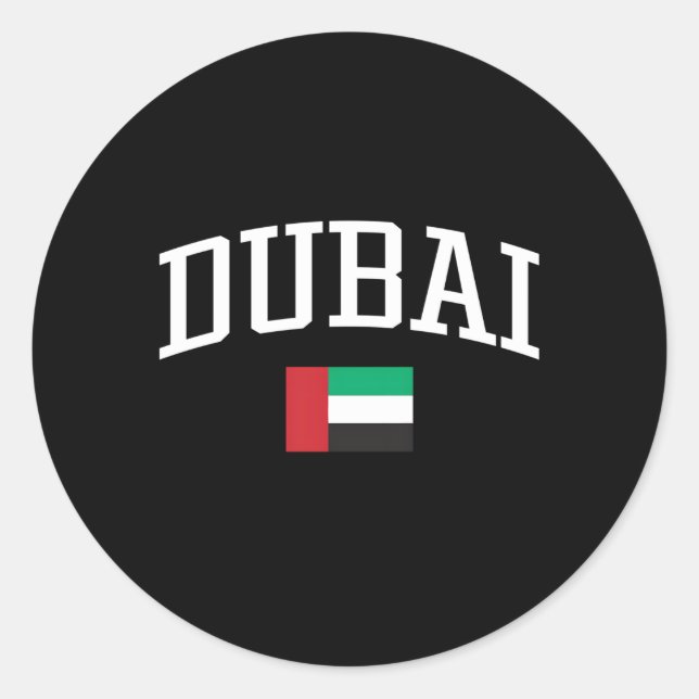 Pegatina Redonda Bandera de los Emiratos Árabes Unidos de Dubai (Anverso)