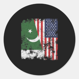 Pegatina Redonda Bandera de los Estados Unidos de Pakistán - mitad 