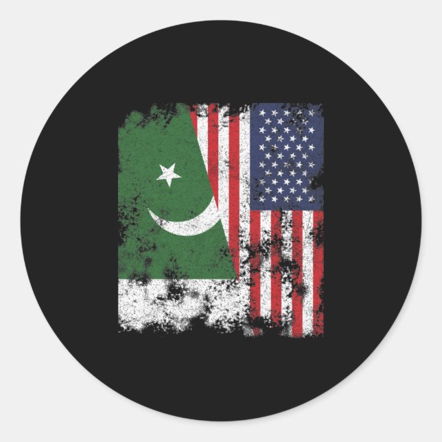 Pegatina Redonda Bandera de los Estados Unidos de Pakistán - mitad  (Anverso)