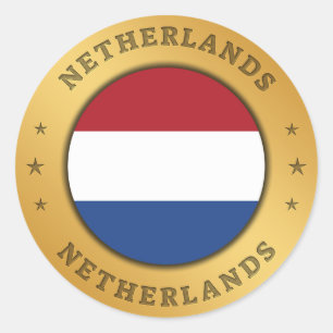 Pegatina Redonda Bandera de los Países Bajos