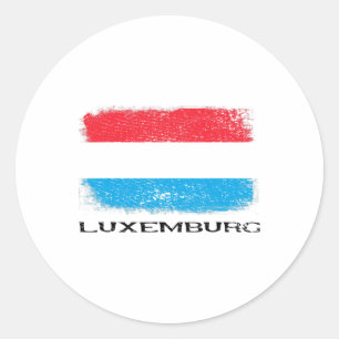 Pegatina Redonda Bandera de Luxemburgo Europa Viajes Vacaciones Eur