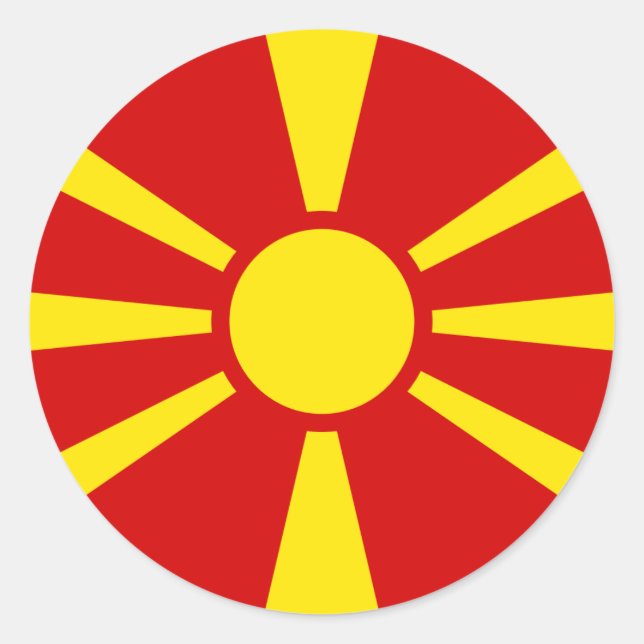 Pegatina Redonda Bandera de Macedonia (Anverso)