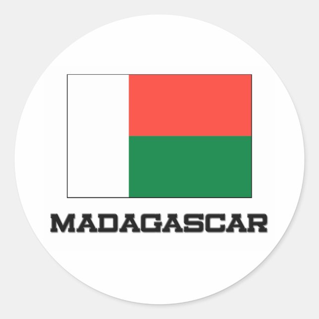Pegatina Redonda Bandera de Madagascar (Anverso)