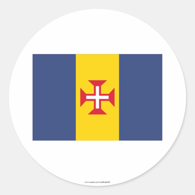 Pegatina Redonda Bandera de Madeira (Anverso)