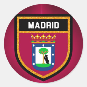 Pegatina Redonda Bandera de Madrid
