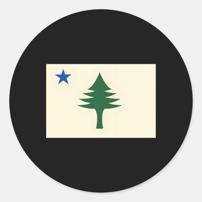 Pegatina Redonda Bandera De Maine 1901 Estado De La Bandera Del Est (Anverso)