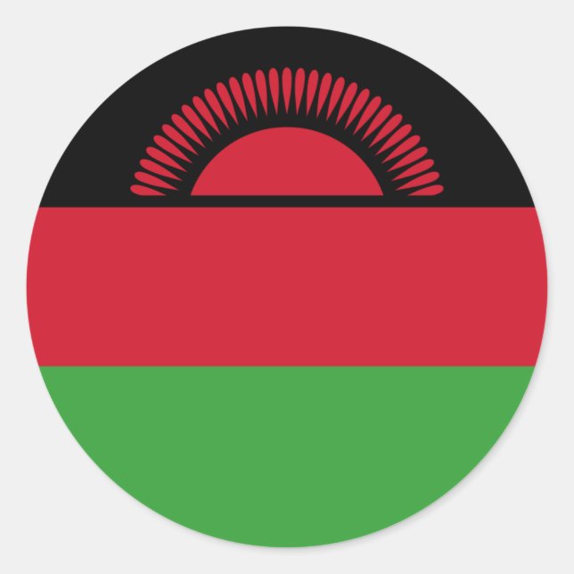 Pegatina Redonda Bandera de Malawi, bandera de Malawi (Anverso)
