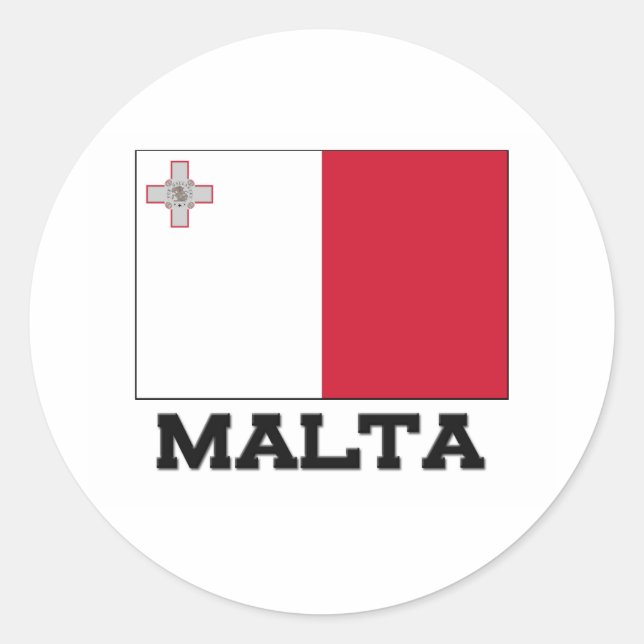 Pegatina Redonda Bandera de Malta (Anverso)