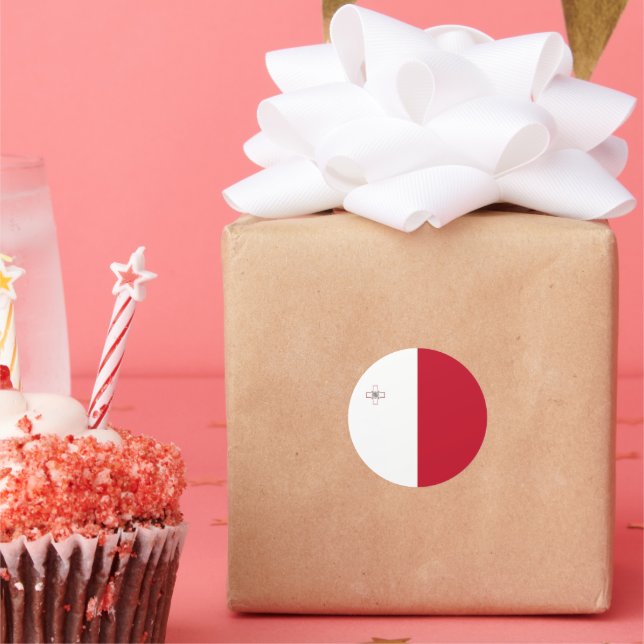 Pegatina Redonda Bandera de Malta (Fiesta)