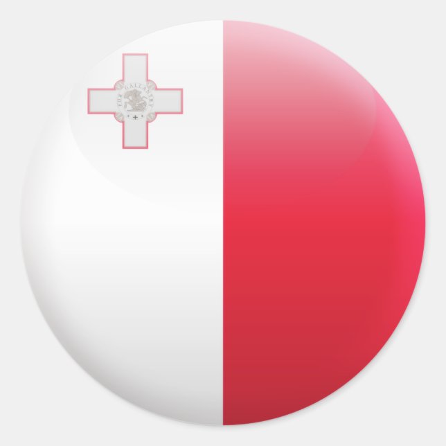 Pegatina Redonda Bandera de Malta (Anverso)