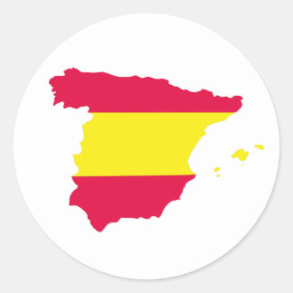Pegatina Redonda Bandera de mapa de España