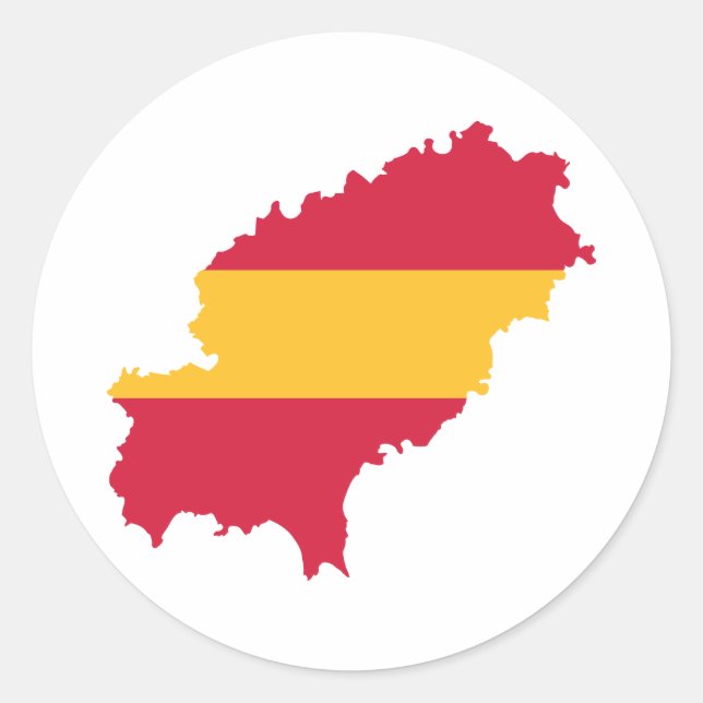 Pegatina Redonda Bandera de mapa de Ibiza España (Anverso)