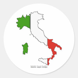 Pegatina Redonda Bandera de mapa de Italia