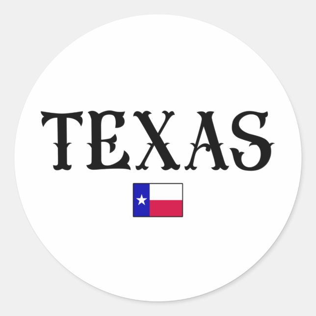 Pegatina Redonda Bandera de mapa del estado de Texas USA (Anverso)