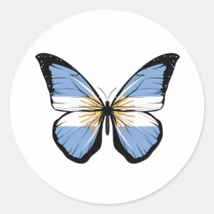 Pegatina Redonda Bandera de mariposa de Argentina