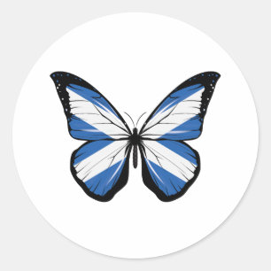 Pegatina Redonda Bandera de mariposa de Escocia