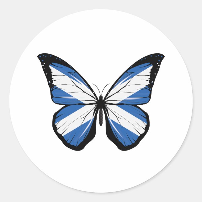 Pegatina Redonda Bandera de mariposa de Escocia (Anverso)