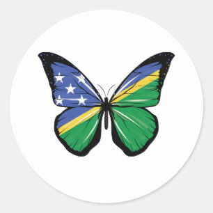 Pegatina Redonda Bandera de mariposa de la isla de Salomón