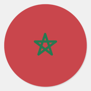 Pegatina Redonda Bandera de Marruecos