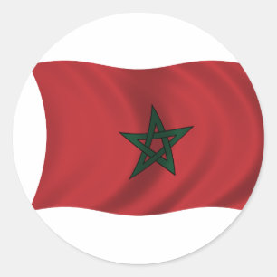 Pegatina Redonda Bandera de Marruecos