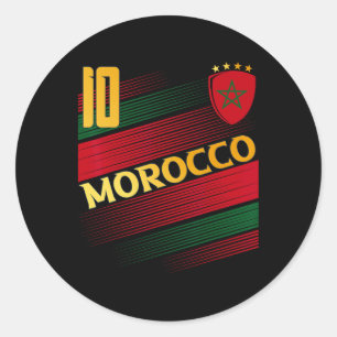 Pegatina Redonda Bandera de Marruecos Amantes del Orgullo Marroquí