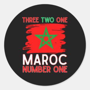 Pegatina Redonda Bandera de Marruecos partidario del fútbol marroqu