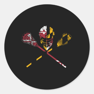 Pegatina Redonda Bandera de Maryland Lacrosse Colegio de Mujeres Ma
