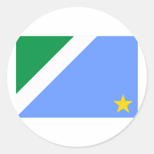 Pegatina Redonda Bandera de Mato Grosso del Sur, el Brasil