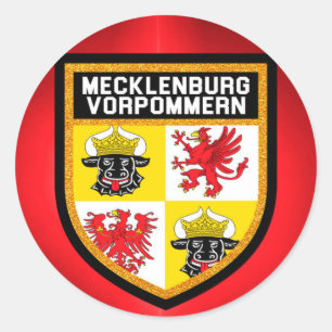 Pegatina Redonda Bandera de Mecklenburg-Vorpommern