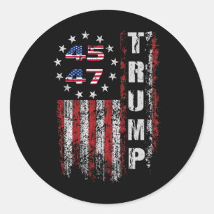 Pegatina Redonda Bandera de Mercancías Trump hecha por Estados Unid