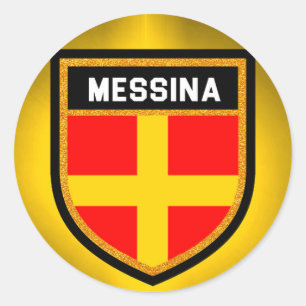 Pegatina Redonda Bandera de Messina