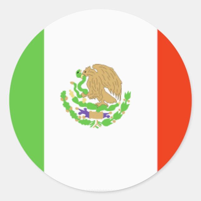 Pegatina Redonda Bandera de México (Anverso)