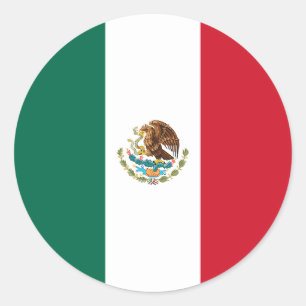 Pegatina Redonda Bandera de México