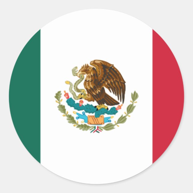 Pegatina Redonda Bandera de México (Anverso)