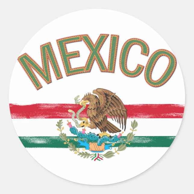 Pegatina Redonda Bandera de México (Anverso)