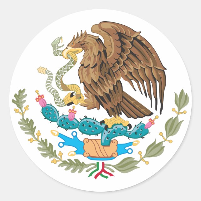 Pegatina Redonda Bandera de México (Anverso)