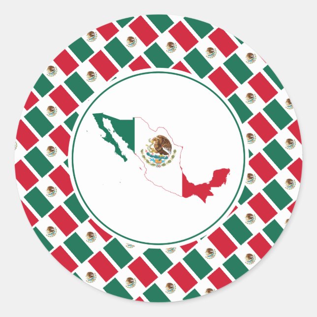 PEGATINA REDONDA BANDERA DE MÉXICO (Anverso)
