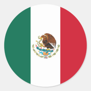 Pegatina Redonda Bandera de México