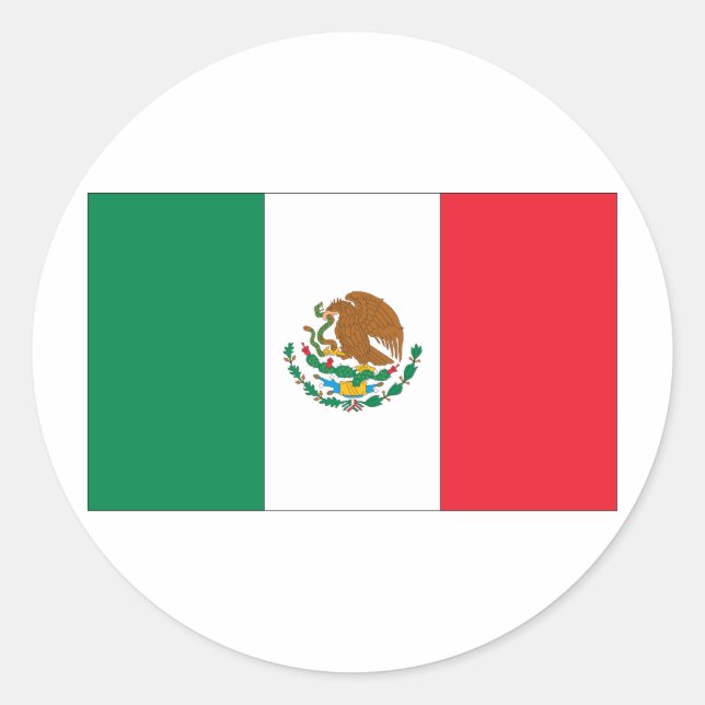 Pegatina Redonda Bandera de México (Anverso)